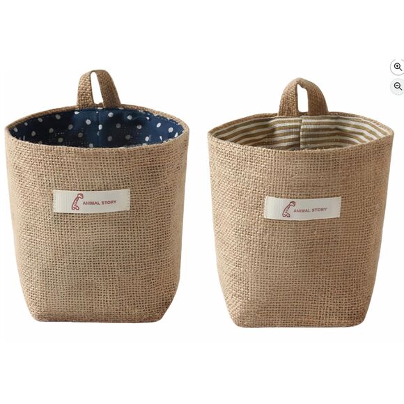 Collapsible Burlap Cotton Linen Hanging Storage Basket 4-Pack - Picture 1 of 6
